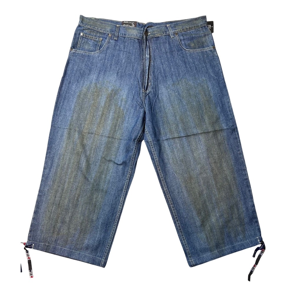VTG Illusionz Jeans Mens Size 42 Baggy Wide Leg Denim Shorts‎ Distressed NWOT